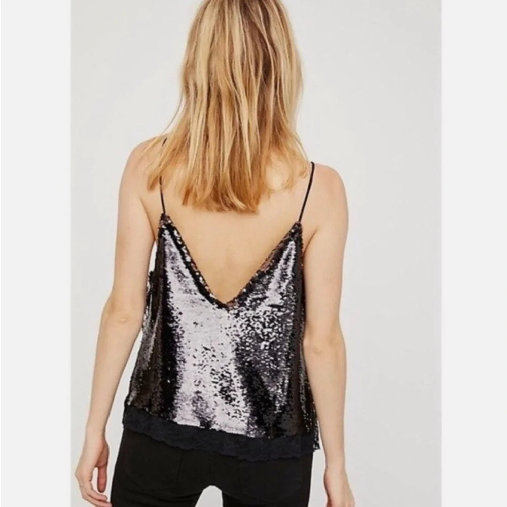 Free People Intimates Sequin Black Cami Top - Picture 3 of 5